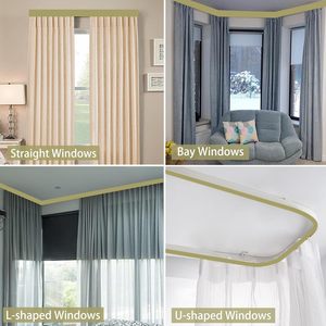 CF Plastic Flexible PVC Bendable Window Bath Shower Curtain <strong>Rail</strong> <strong>Hooks</strong> Set <strong>for</strong> Bathroom Sliding Divider Ceiling Curtain Track - Product Image 4
