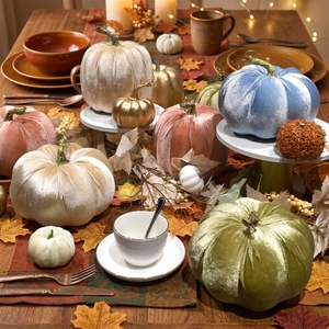 Calabaza de Franela Realista, Decoración de Simulación de Calabaza de Espuma de Terciopelo para Acción de Gracias, Halloween, Decoración de Mesa de Granja - Product Image 1