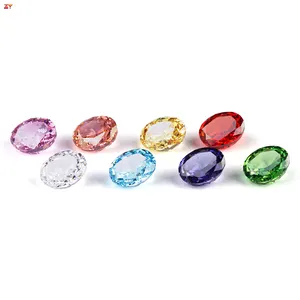 Many facets wuzhou CZ high carbon oval gems jewelry 5mm 10mm pink tanzanite color oval ice flower cut cubic zirconia