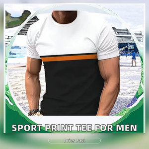 T-shirts pour hommes à manches courtes, col rond, décontractés, en jersey, à motif, respirants, à séchage rapide, coupe classique, en polyester, impression par transfert thermique - Product Image 2