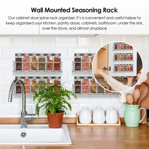 <strong>Spice</strong> <strong>Rack</strong> Organizer <strong>for</strong> Cabinet <strong>Door</strong> - Adhesive <strong>Spice</strong> <strong>Rack</strong> No Drill Needed Hanging Option Wall Mount - Product Image 2