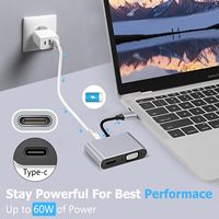 Convertidor USB-C a /VGA 4K de Aleación de Aluminio, Expansión de Datos Multipuerto Portátil para Laptop, en Stock