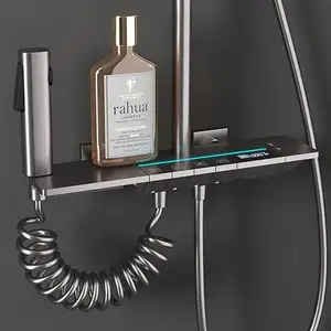 Piyano dijital duş seti dijital duş bataryası dijital ekran termostatik yağmur biçimli duş kombinasyon seti