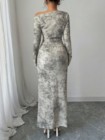 Robe moulante asymétrique à manches longues pour femmes, mode estivale, élégante, épaules dénudées, jupe moulante, ensemble 2 pièces