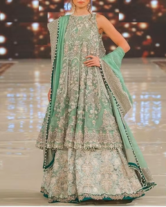 เสื้อปักลาย zardozi เสื้อ lehenga-นักออกแบบอินเดียปากีสถาน2019ชุดแต่งงาน - Product Image 4