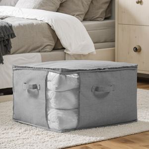 <b>Quilt</b> Storage Bag Large Capacity Gray Rectangle Dustproof Bedroom Use Clothing Organizer - Product Image 1
