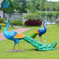 Statue de paon en résine grandeur nature pour jardin extérieur, parc, zoo, parc à thème, décoration de jardin