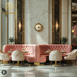 Ensemble de mobilier de <span class=keywords><strong>restaurant</strong></span> et café <span class=keywords><strong>en</strong></span> marbre rond pour café, comprenant table, chaises et banquette - Product Image 3