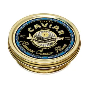 Premium Luxury Customized Caviar Metal Packaging Circular Gold Tinplate Sealed Packaging 10g 30g 50g Caviar Tins