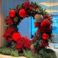 Guirlande de Noël géante en fleurs artificielles, taille personnalisée, décoration suspendue pour porte d'entrée, centre commercial, hôtel, vitrine