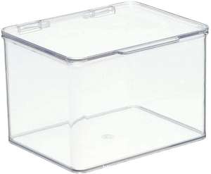 Plastic Stackable Box Household Storage Container with Attached Hinged Lid