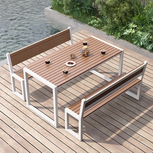 Moderno giardino giardino Patio in plastica <span class=keywords><strong>legno</strong></span> panca da tavolo Set <span class=keywords><strong>per</strong></span> Hotel Resort Park Home Terrace