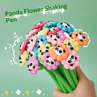 Stylo Gel à Motif Panda et Fleur, Design Attrayant, en Caoutchouc Souple, pour Étudiants, Papeterie d'Écriture, Non Effaçable, 0,5 mm