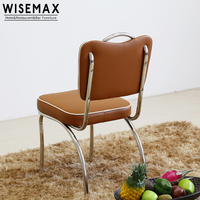 WISEMAX MÖBEL Hotel Retro Esszimmermöbel Edelstahl PU-Leder Amerikanische Fast-Food-Restaurant Esszimmerstühle