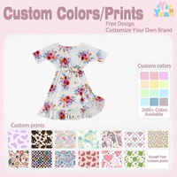Robe florale printemps-été pour petite fille, style cache-cœur, ourlet à volants, ceinture assortie, tenue de cérémonie ou décontractée, service personnalisé