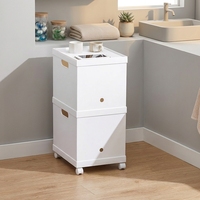 Caja Archivadora Rectangular A4 con Ruedas, Organizador de Documentos Móvil, Contenedor de Almacenamiento de Plástico PP con Tapa, Asa y Ruedas para Escritorio, Oficina, Escuela, Moderno