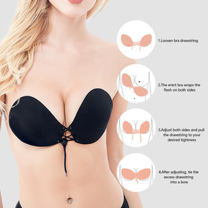 Mới Dày Tay Cup Tái Sử Dụng Silicone Dính <span class=keywords><strong>Strapless</strong></span> Dính Vô Hình Phía Trước Đóng Cửa Vòng Dây Kéo Áo Ngực Cho Phụ Nữ Nâng - Product Image 5