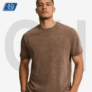 Camiseta de Cuello Redondo Vintage Lavada de Algodón 100% de 280g, Unisex, Estilo Urbano, Tallas Grandes, Versión <span class=keywords><strong>Americana</strong></span>, Camiseta Corta para Hombre - Product Image 2