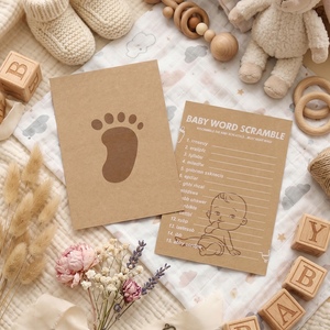 5/10 cartes de jeu de mots mélangés pour bébé <span class=keywords><strong>en</strong></span> papier kraft, double face, motif empreinte de bébé, fournitures pour fête de naissance - Product Image 3