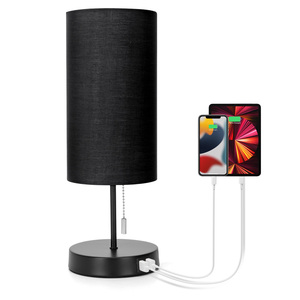Aigostar lampada da comodino 2 porte di ricarica USB tirare interruttore ABS corpo Base in metallo Touch Dimming per camere da letto ingresso studio 5V - Product Image 1