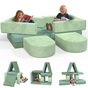 Canapé modulaire pour enfants 3 pièces, canapé bébé en mousse à mémoire de forme, chaise pliante multifonctionnelle pour tout-petits, pour jouer, créer et dormir - Product Image 2