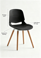 Chaise de salle à manger moderne en plastique légère et portable avec accoudoirs et dossier ergonomique, empilable, imperméable, pour la maison, le bureau et l'école