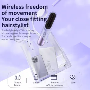 NEW Wireless Mini Portable Travel Hair Straightener Home Charging Comb Anti-Static Feature Negative Ion Hair Straightening