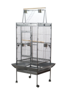 Cage d'angle en fer forgé massif pour perroquets, grande taille, avec plateau amovible, support roulant supérieur, respirante et thermolaquée, vente en gros