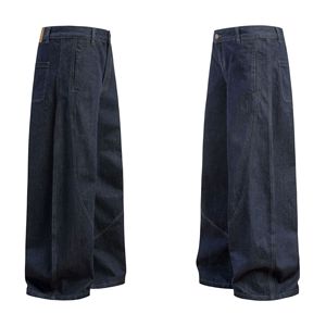 <span class=keywords><strong>Jeans</strong></span> Unisex Stile Americano <span class=keywords><strong>di</strong></span> Tendenza High Street a Taglio Curvo in Denim Grezzo Traspirante dalla Vestibilità Ampia <span class=keywords><strong>Pantaloni</strong></span> <span class=keywords><strong>Lunghi</strong></span> da Uomo a Tinta Unita - Product Image 3