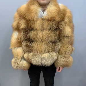 Giacca Bomber da <span class=keywords><strong>Uomo</strong></span> Invernale Calda e Spessa in Vera <span class=keywords><strong>Pelliccia</strong></span> di Volpe Nera a Pelo Intero - Product Image 3