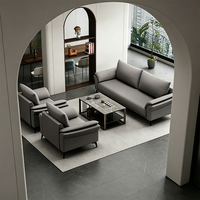 Ensemble de canapés de bureau modernes en cuir gris pour réception, salle d'attente et mobilier commercial