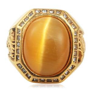 Yunnique – bagues à la mode pour hommes, bague ovale en or avec pierres et accents de diamants, sertissage à la française, bijoux cadeaux - Product Image 5