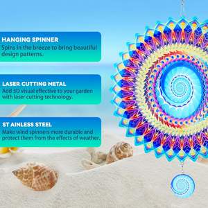 กังหันลมรูปเปลือกหอยสำหรับภายนอกอาคาร ขนาด 12 นิ้ว ทำจากสแตนเลส ใช้ไล่<span class=keywords><strong>นก</strong></span> ป้องกันนกบินเข้าสวนหรือฟาร์ม - Product Image 3