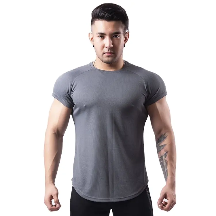 Quick Dry Wholesale Breathable Mesh Workout Sweat Resistant Loose Polyester Material Fitness Gym Men T-shirt