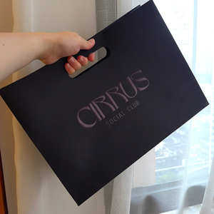 Sacchetti Shopper Personalizzati di Lusso in Carta Cartone Nera con Manici e Stampa Logo per <span class=keywords><strong>Boutique</strong></span> - Product Image 1