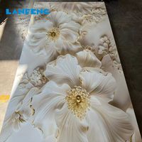 Panneau mural en PVC LANFENG moderne de luxe, haute brillance, imperméable et écologique, avec motif floral pour escalier et salle de bain