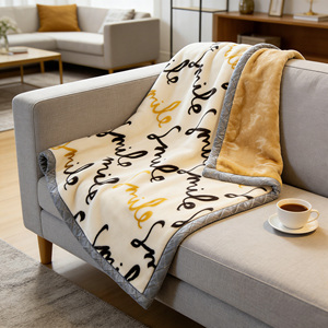 Coperta in Raschel Premium Eco-Friendly - Super Morbida, Calda ed Elegante con Stampa Digitale <span class=keywords><strong>e</strong></span> Design Vintage Sorriso per Tutte le Stagioni - Product Image 3