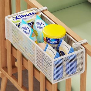 Panier suspendu pour berceau de bébé, organisateur de rangement en métal pour couches, biberons, bavoirs, parc d'activités latéral, 0-12 mois - Product Image 1
