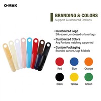 Chausse-pied plat en plastique PP personnalisé de 19 cm (7,5 pouces) de large, grand trou de suspension rond, 9 couleurs, logo personnalisé, OEM, MOQ 2000 pièces
