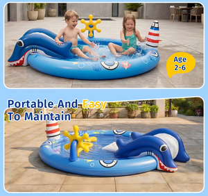 Divertido Tobogán Inflable de PVC con Piscina, Tapete de Juego Acuático Multifuncional para Interiores y Exteriores para Niños y Familias - Product Image 4