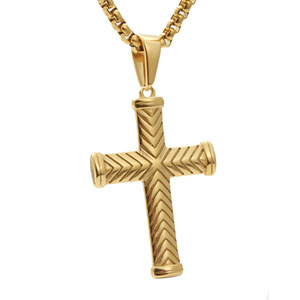 Yunnique – collier avec pendentif croix, en alliage de zinc doré, à la mode, bijoux unisexes, cadeau - Product Image 1