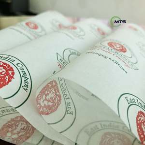 Papel encerado personalizado Moatain para envolver alimentos: láminas individuales impresas para pan, galletas, leche y gelatina, ideales para llevar. - Product Image 1