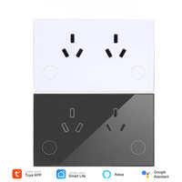 Enchufe inteligente australiano Tuya 15A, diseño de enchufe dual, configuración de aplicación, encendido/apagado, luz de fondo, tira de alimentación de vidrio templado