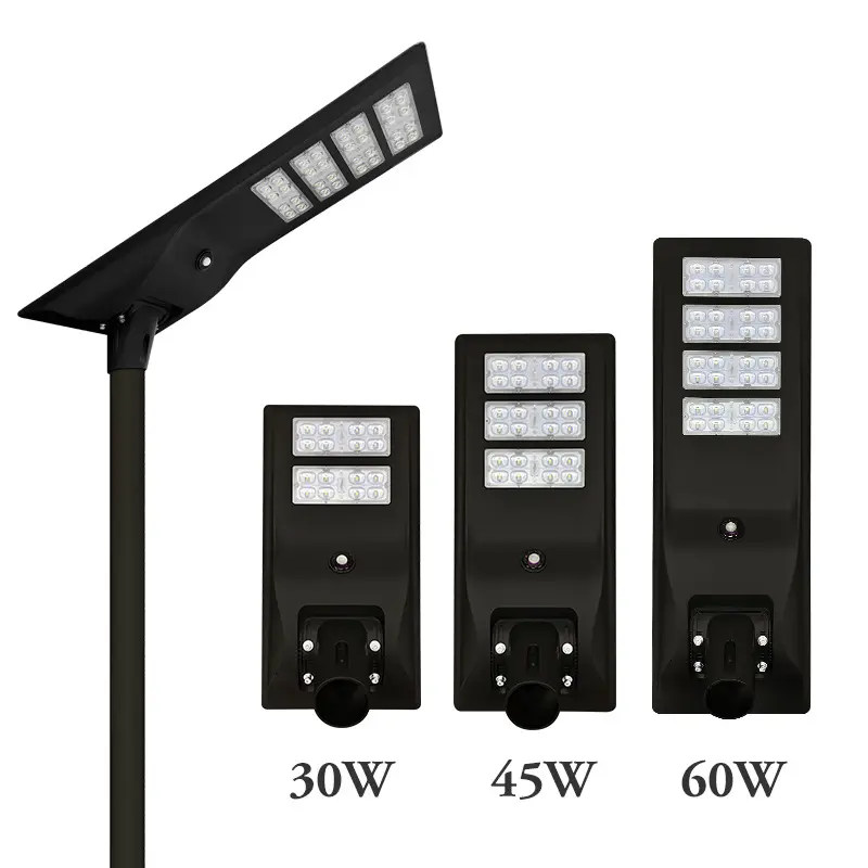 Sokak yolu için yüksek lümen 60w led sokak lambası hepsi bir güneş led sokak lambası