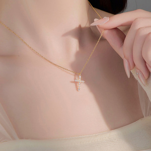 Meistverkaufte 925 Sterling Silber Kreuz Zirkon Anhänger Halsketten für Frauen - Product Image 4