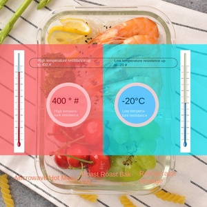 Boîte à lunch rectangulaire en verre borosilicate <span class=keywords><strong>de</strong></span> haute qualité avec couvercle en plastique, compatible micro-ondes, pour garder les aliments frais, idéale pour les employés <span class=keywords><strong>de</strong></span> bureau - Product Image 4