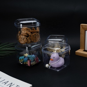 Boîte de rangement carrée transparente en PS de qualité alimentaire avec couvercle, épaisseur 1 mm, modèle JNH-006019, pour pâtisserie <span class=keywords><strong>maison</strong></span>, gâteaux, biscuits et gallettes - Product Image 2