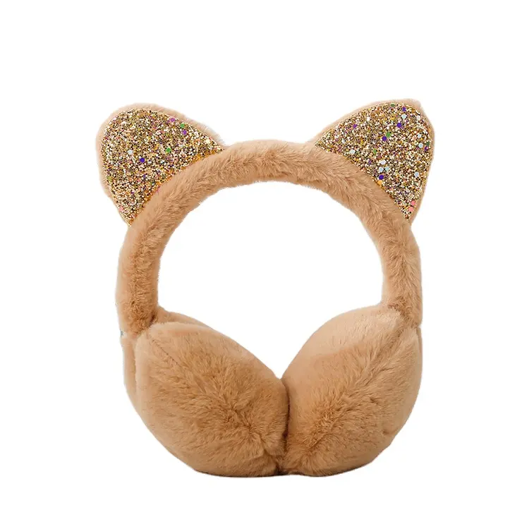 New Cute cat ears earmuffs warm fur headphones for girls pink Ear Cover Thick student muffs Winter Accessories Ear wrap