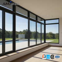 Fenêtres coulissantes en aluminium pour balcon avec verre teinté, moustiquaire en acier inoxydable, fenêtre coulissante noire