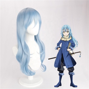 Peluca Larga y Rizada Azul Claro de 60 cm al por Mayor, Peluca de Cosplay de Anime Sintética de <span class=keywords><strong>Rimuru</strong></span> Tempest, Peluca para Fiesta de Halloween - Product Image 2